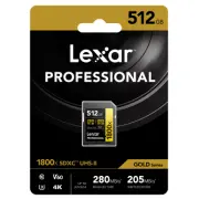 Carte mémoire LEXAR SD PRO GOLD 1800 X 512 GB V 60