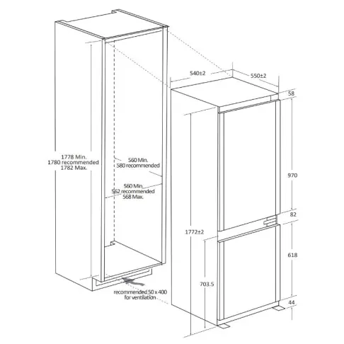 Réfrigérateur combiné intégré CANDY CNBQL3518EV - 2
