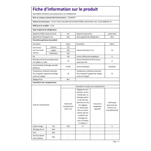 Cave à vin CLIMADIFF CC28 - 3