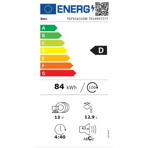 Lave-vaisselle 60 cm BEKO TDFV16310W - 3