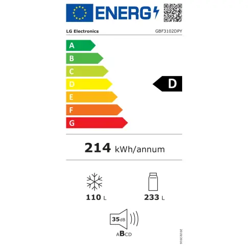Réfrigérateur combiné inversé LG GBF3102DPY - 2