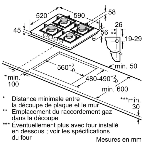 Plaque verre gaz SIEMENS EP6A6PI40 - 6