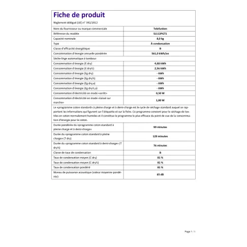 Sèche-linge frontal TELEFUNKEN SL112PGT - 2
