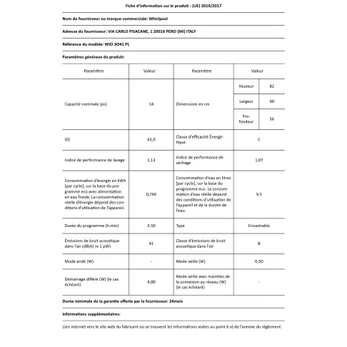 Lave-vaisselle tout intégré 60 cm WHIRLPOOL WIO 3 O 4 PL - 2