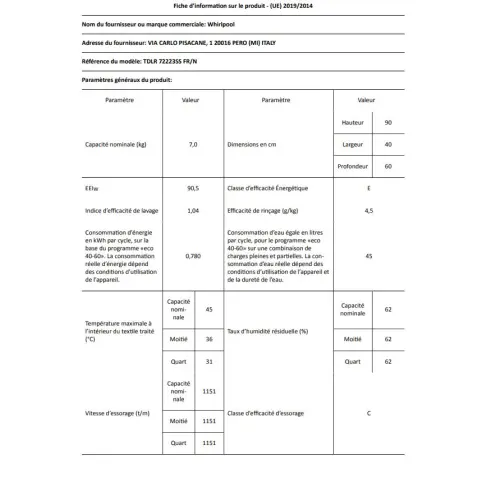 Lave linge top WHIRLPOOL TDLR72223SSFRN - 2