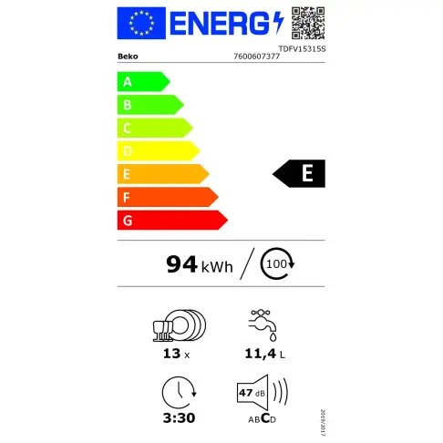 Lave-vaisselle 60 cm BEKO TDFV15315S - 8