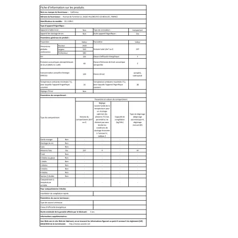 Réfrigérateur 1 porte CALIFORNIA DL 129 N 1 - 2