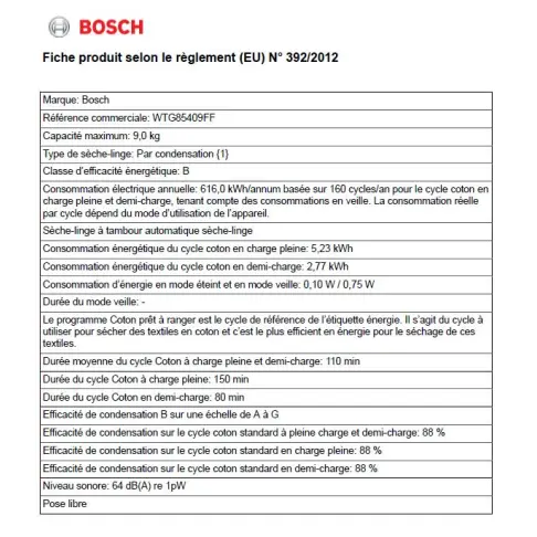 Sèche-linge frontal BOSCH WTG 85409 FF - 5