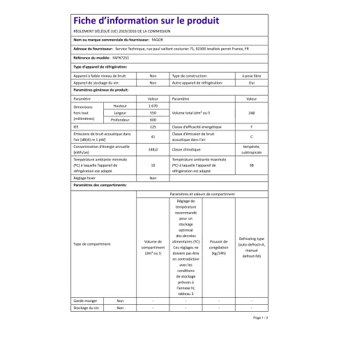 Réfrigérateur 2 portes FAGOR FAFN7251 - 3