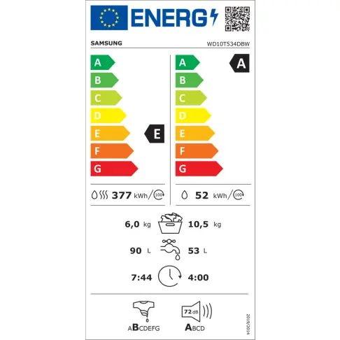 Lave linge séchant SAMSUNG WD10T534DBW - 10