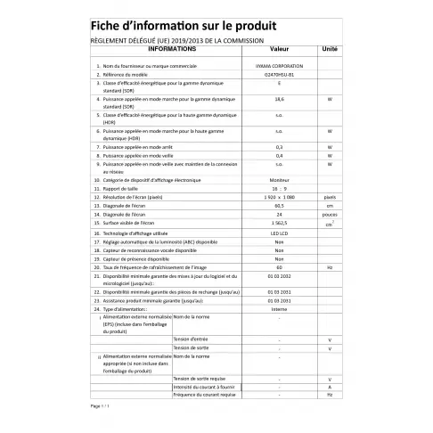 Ecran pc gaming IIYAMA G2470HSU-B1 - 11