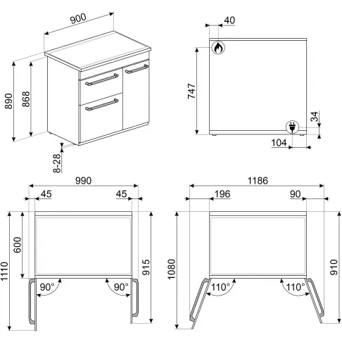 Piano de cuisson dessus gaz SMEG CX93GMBL - 11