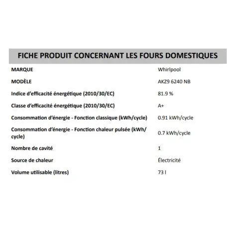 Four catalyse WHIRLPOOL AKZ96240NB - 3