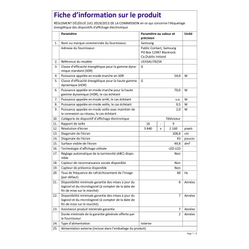 Télé led 43 pouces SAMSUNG UE43AU7025 - 2