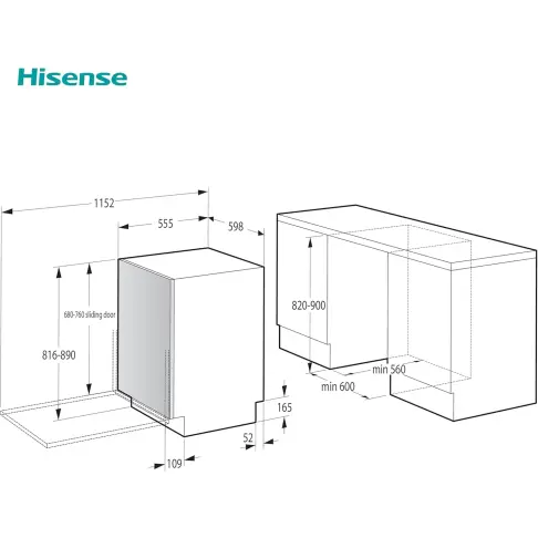 Lave-vaisselle tout intégré 60 cm HISENSE HV642D62 - 11