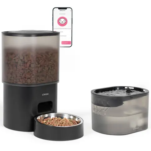 Distributeur à croquettes et fontaine à eau LIVOO PET107 - 1