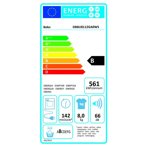 Sèche-linge frontal BEKO DBBU8112GA0WS - 6