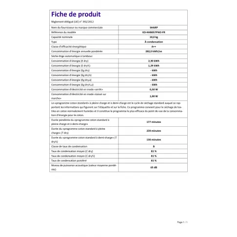 Sèche-linge frontal SHARP KDHH0S7PW2 - 8
