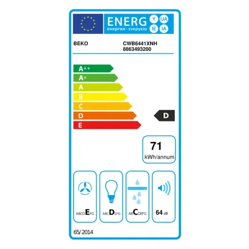 Hotte décorative murale BEKO CWB 6441 XNH - 8