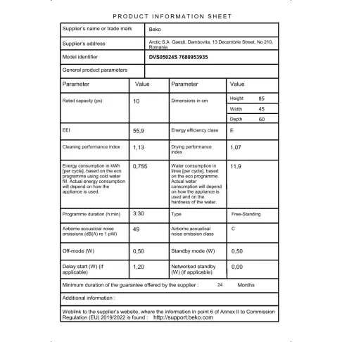 Lave-vaisselle 45 cm BEKO DVS05024S - 2