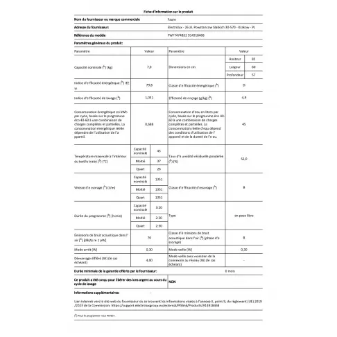 Lave-linge hublot FAURE FWF7474B52 - 2