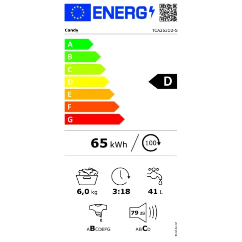 Lave-linge top CANDY TCA263D2-S - 3