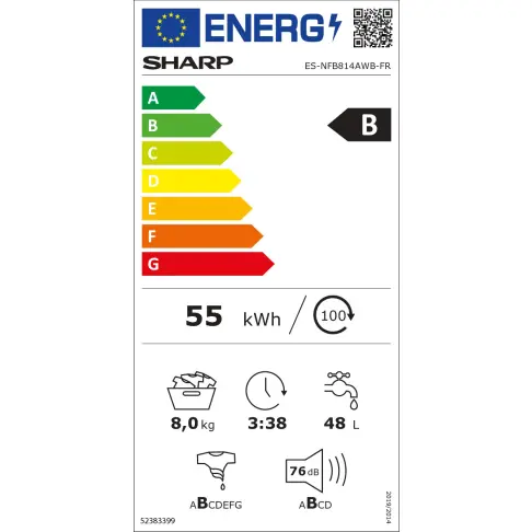 Lave-linge frontal SHARP ESNFB814AWB - 2
