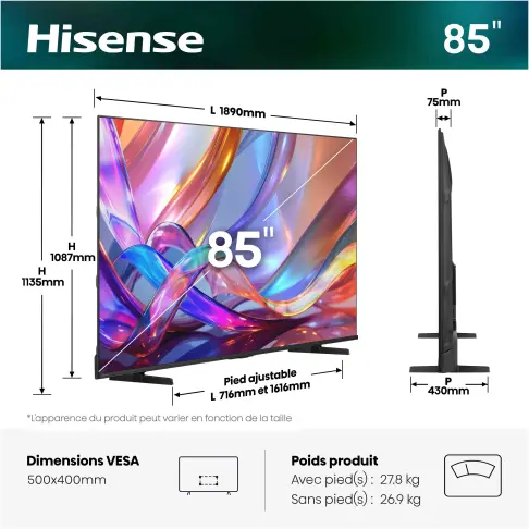 Tv led 85'' HISENSE 85E7S - 2