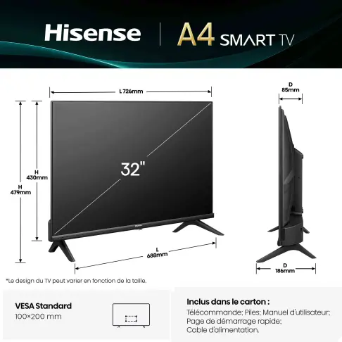 Tv led 32'' HISENSE 32A4Q - 2